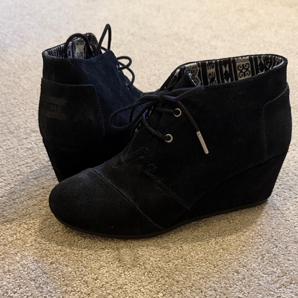 Toms Black Suede Ankle Booties